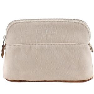 HERMES Bolide Pouch 20 Canvas Beige Unisex Pouch